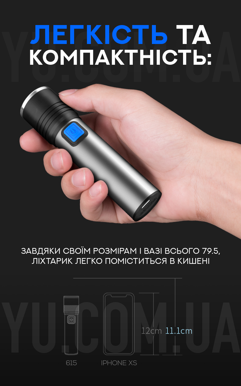 Компактний ручний ліхтарик BL K31